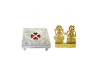 Silver Plated Chowki With Golden Laxmi Ganesh_img
