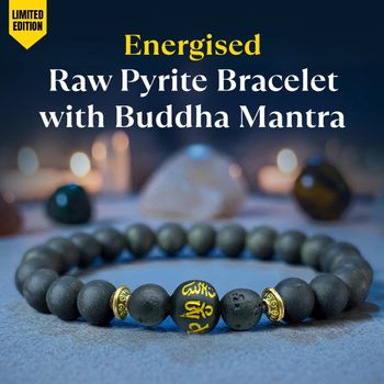 Energised Raw Pyrite Bracelet with Buddha Mantra_img